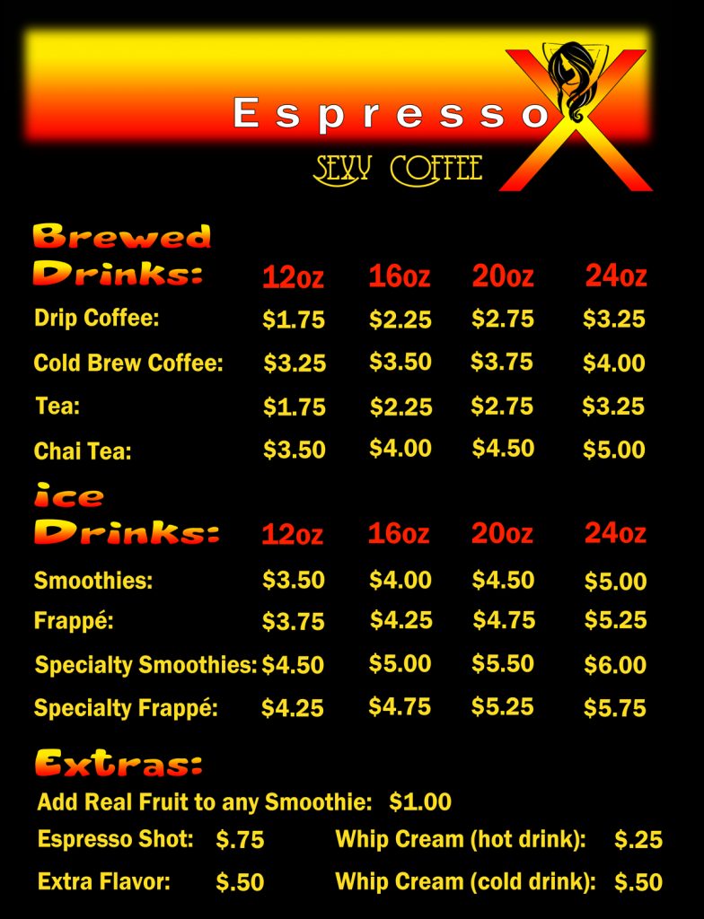 Espresso-X Price List page 1